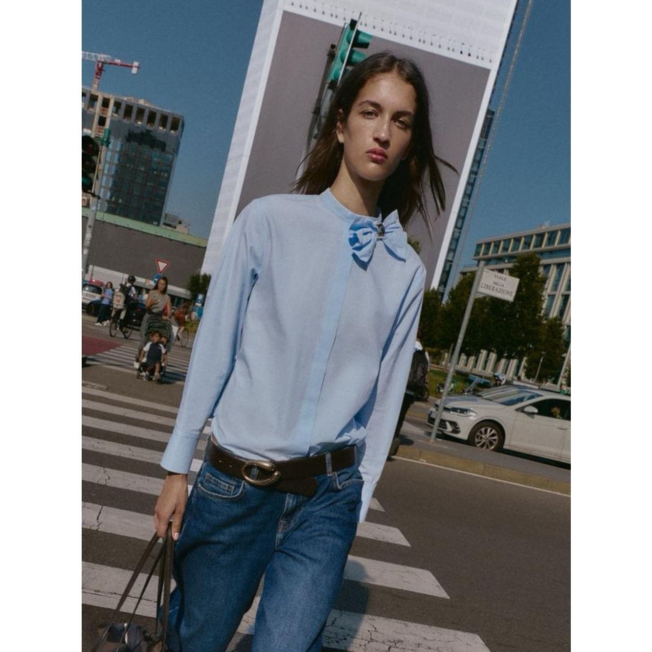Zara Poplin Blouse With Bow